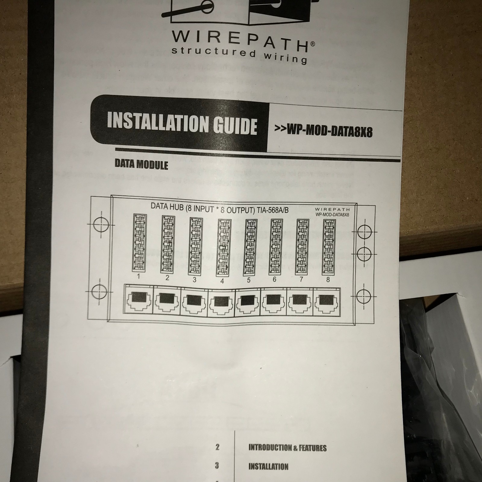 Brand New Wirepath 8 x 8 RJ45 Data Patch Module WP-MOD-DATA8X8