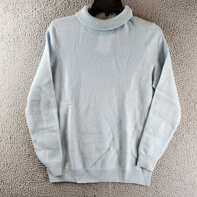 C at Bloomingdale's Cashmere Turtleneck Sweater Women's L Bright Sky Longsleeve