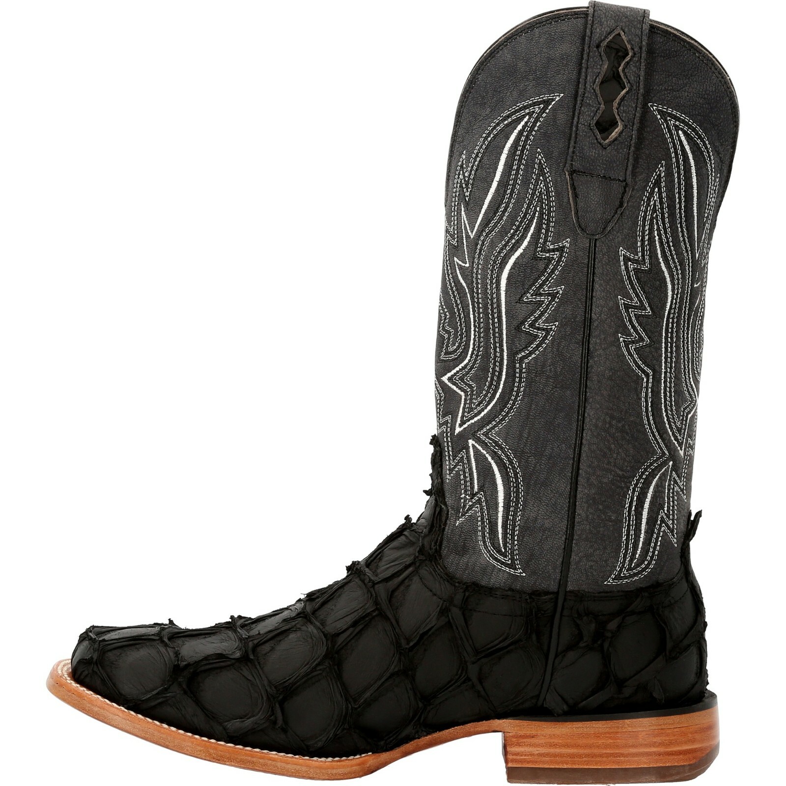 Pre-owned Durango Boots Durango® Premium Exotics™ Matte Black Pirarucu Western Boots Ddb0381 - All Sizes
