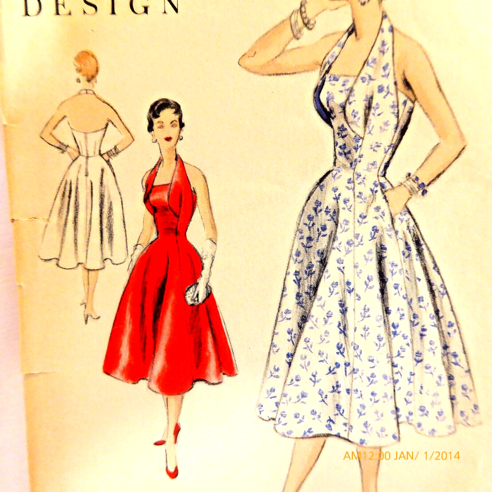 ワンピース petit ribbon dress pattern RARE OOP 50s VOGUE SPECIAL DESIGN 4506 HALTER SUNDRESS