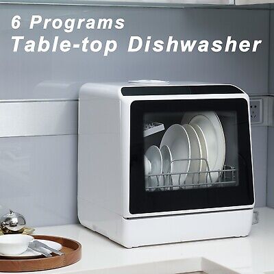 Freestanding Mini Dishwasher Mini Table Top Portable 6 Programs 5L Water Tank UK