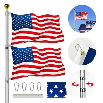 VAIIGO 30FT Telescoping Flag Pole Kit, Heavy Duty Aluminum Flag Pole Fly 2 Fl...