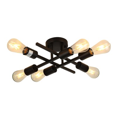 WILON Black Flush Mount Ceiling Light Fixture 6-Light Farmhouse Light Fixture...