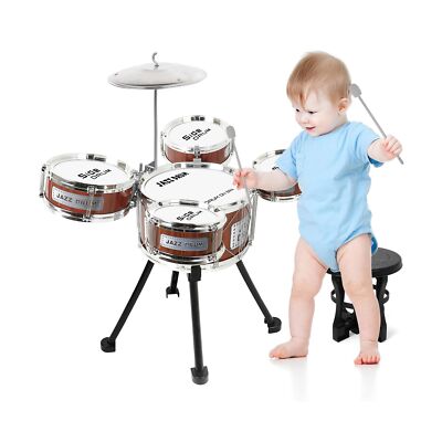 M SANMERSEN Kids Drum Set Jazz Drum Kit 8 Piece for Toddler Educational Percu...