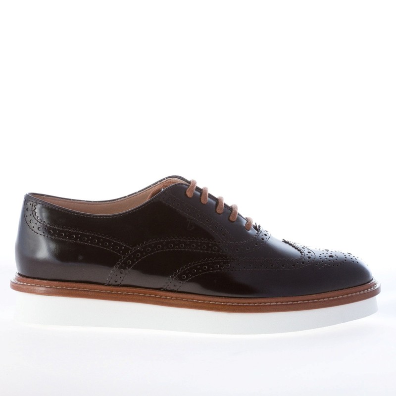 TOD'S women shoes Black leather lace 