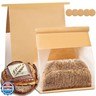 Heavy Duty Large Paper Bread Bags with Tin Tie Tab Lock 50pcs, Loaf Bag with Clear Front Window, Storage Packaging Treat Bag for Bakery Cafe Homemade Bread 10.6” × 4.3” × 8.7”