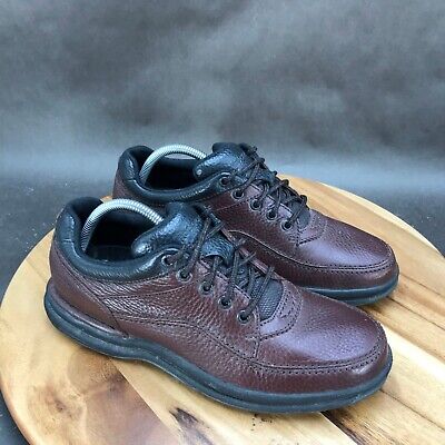 Rockport Mens Eureka Slip Resistant Sneakers Brown Leather Low Top Lace Up 9.5 M