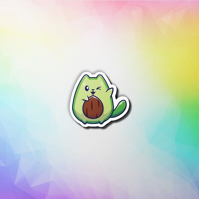 Avocado Cat Water Resistant Vinyl Sticker ~ Laptop Sticker 