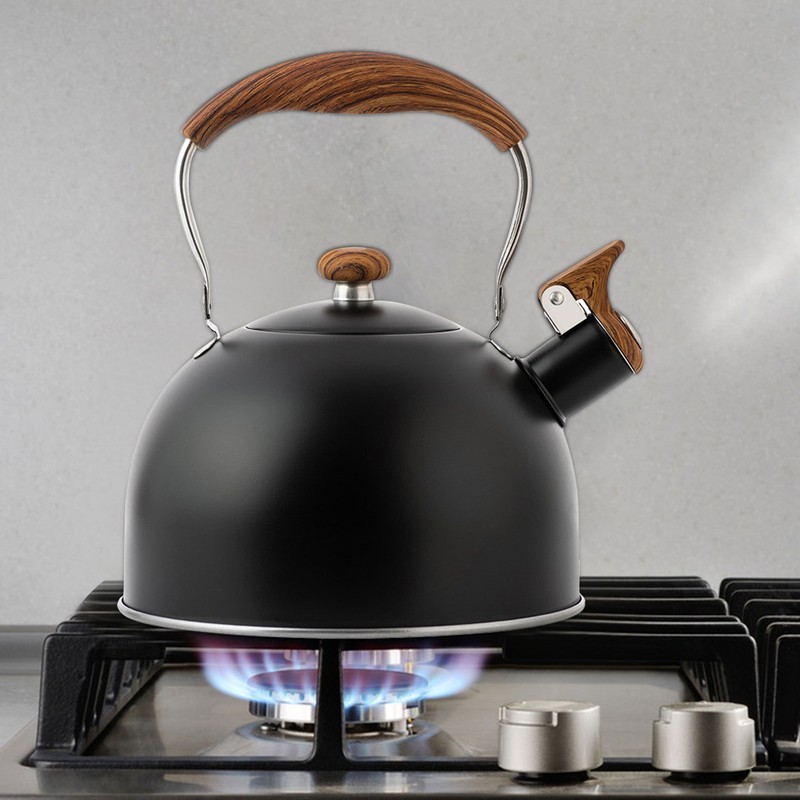 1PCS 2.5L Whistle Boiling Kettle with Wood Grain Anti Scald Handle