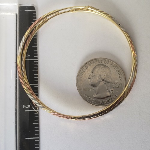 Pre-owned Rosegold Large Big 14k Yellow White Rose Gold Hoop Earrings 2.25 Inches Long