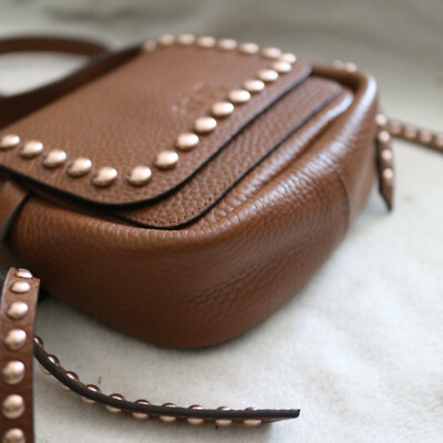 NWT COACH Saddle Rivet Stud Pebbled Leather Dakotah Mini Crossbody Swing Bag NEW NWT COACH Saddle Rivet Stud Pebbled Leather Dakotah Mini Crossbody Swing Bag NEW