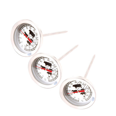 3 BBQ Grill Thermometer Fleisch Braten Gar Backofen Kerntemperatur Messer Analog