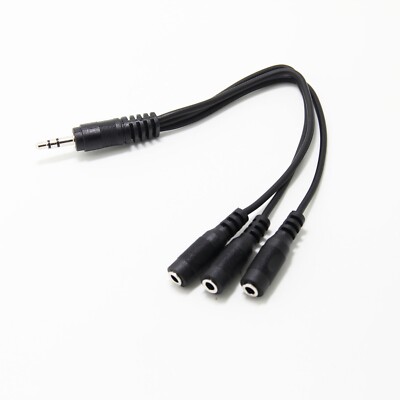 NEW Triple Stereo Audio Splitter Cable 3.5mm 1x Male TRS Plug to 3x Female A/V