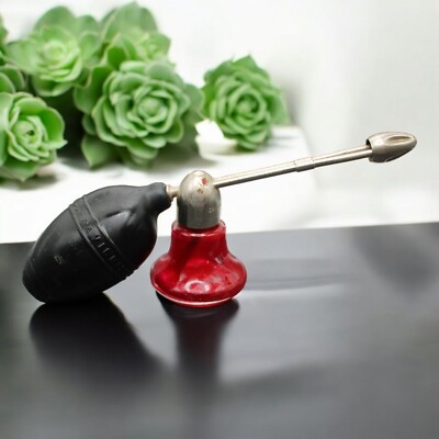 Vtg DeVilbiss #127 Art Deco Red Glass Perfume Atomizer Bottle Rubber Bulb 