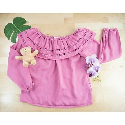 Pumpkin Patch Girls Pink Ruffle Lyocell Rayon Blouse Top Shirt Size 9
