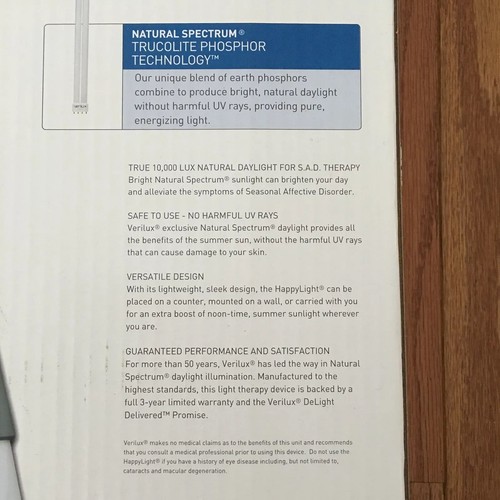 Verilux Happylight Deluxe Energy Lamp 10,000 LUX  Model HPLD Brand New FAST SHIP