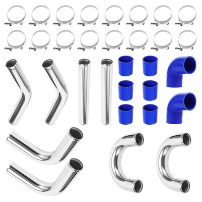 Universal 2.5 inch Aluminum Intercooler Pipes Kit+ Blue Hose + Clamp