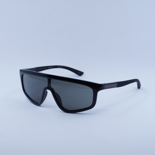 Pre-owned Gucci Gg1736s 001 Shiny Solid Black/grey 99-1-145 Sunglasses Authentic In Gray