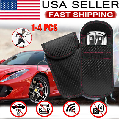 1-4 PACK Mini Faraday Bag Car Key Fob Protector RFID Signal Blocking Case Pouch