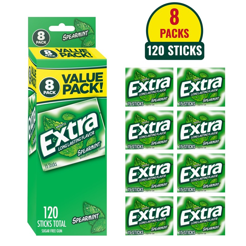 Spearmint Sugar Free Gum Back to School Chewing Gum - 8 Pack