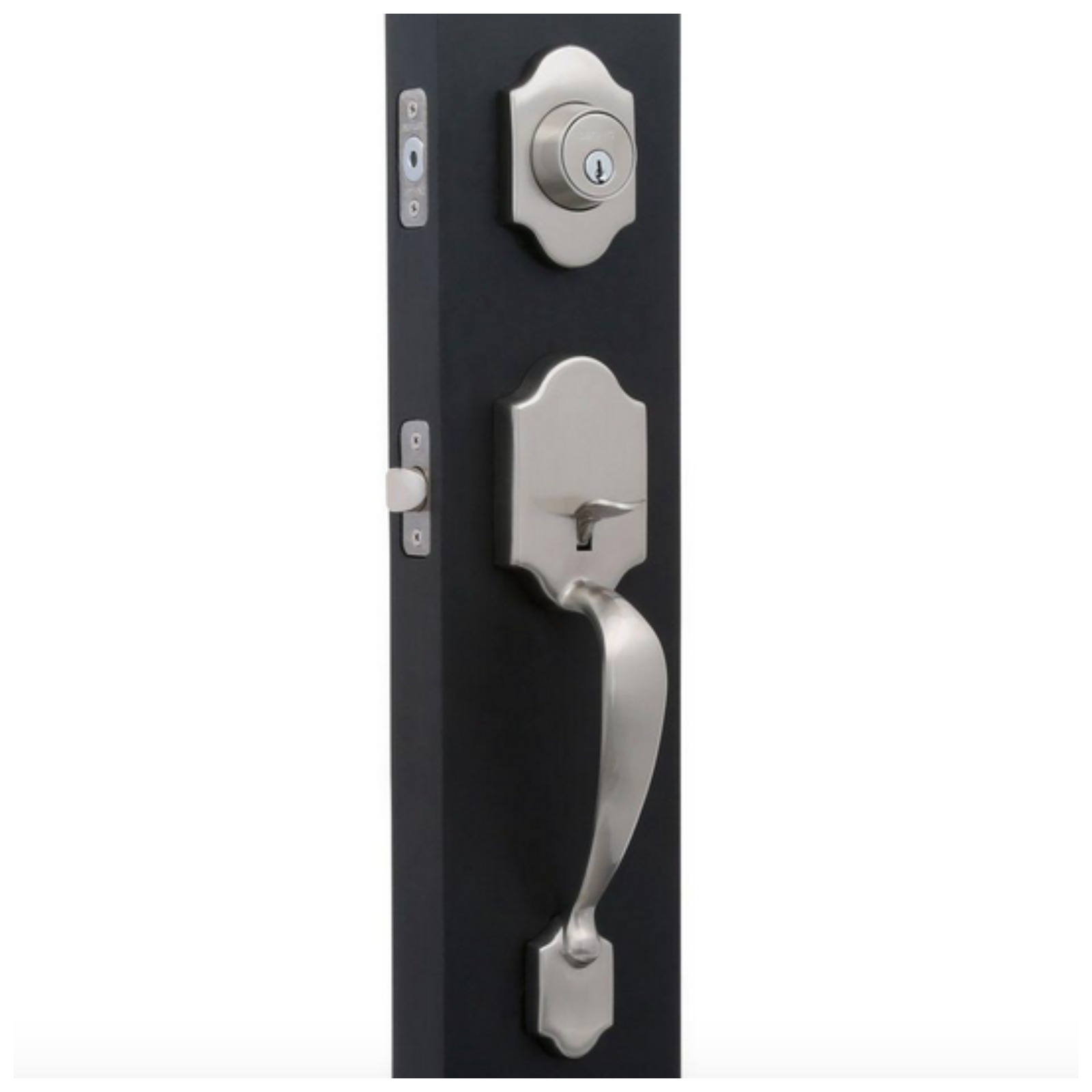 Handle input. Замок врезной deadbolt (no-key) автомат (никель). defiant knob and deadbolt touch. front door handle. deadbolt locking system.