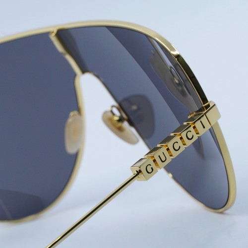 Pre-owned Gucci Gg1436s 001 Yellow Gold/grey 99-1-135 Sunglasses Authentic In Gray