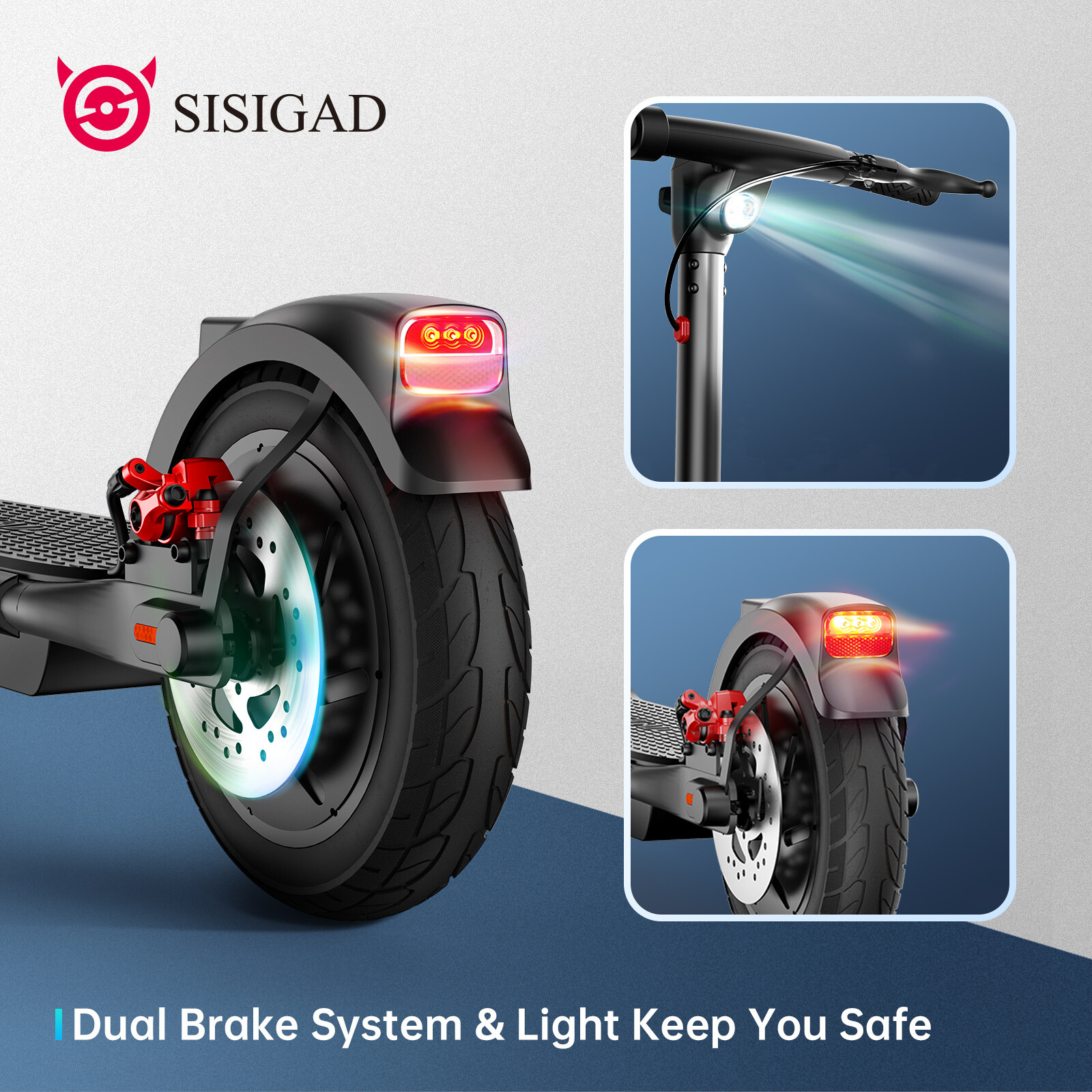 SISIGAD ADULT ELECTRIC SCOOTER LONG RANGE HIGH SPEED 10 INCH 500W PEAK  30MILES