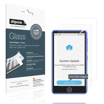 2x Screen Protector for AGXOV M302 4,02 Zoll MP3-Player matte Flexible Glass 9H 
