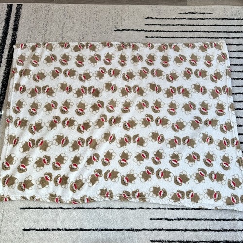 Monkey Blanket 30"×40” Baby Blanket White Brown Red