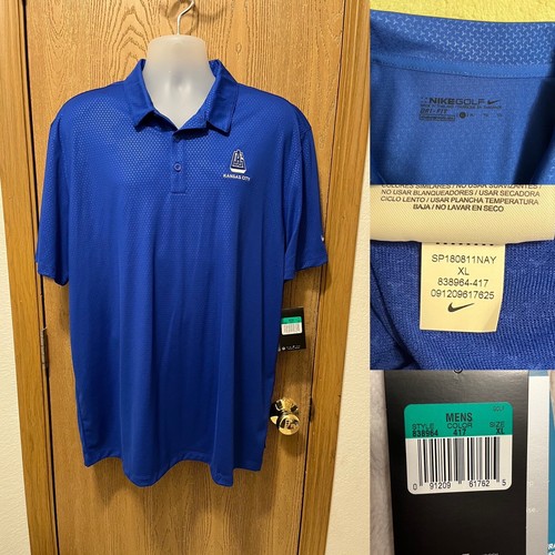 NWT Nike Dri-Fit Embossed Tri-Blade XL Blue Polo #838964