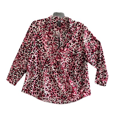 Claire Richards Collection Animal Print Cross-over Top Women 22 Multi-color