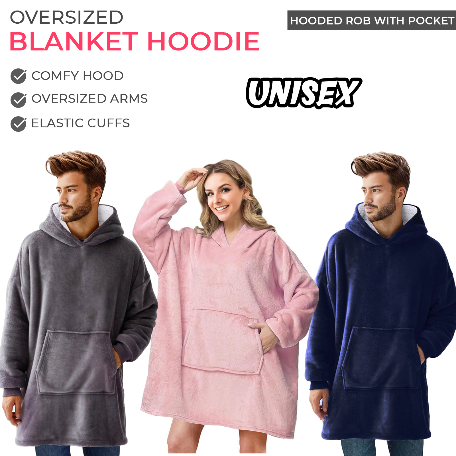 Big Hooded Hoodie Blanket Sherpa Fleece Ultra Plush Unisex Oversized Sweatshirt eBay