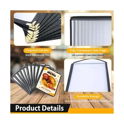 FLKQC Tech 10 Pack 8 View Restaurant Menu Covers/Fits 8 1/2" x 11" Paper (4 P...