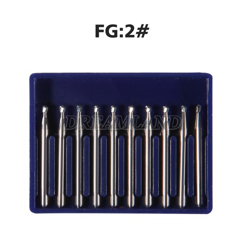 10 PCS Dental Carbide Round Burs Bits Cutter High Speed FG 2 Head Ø1.0mm