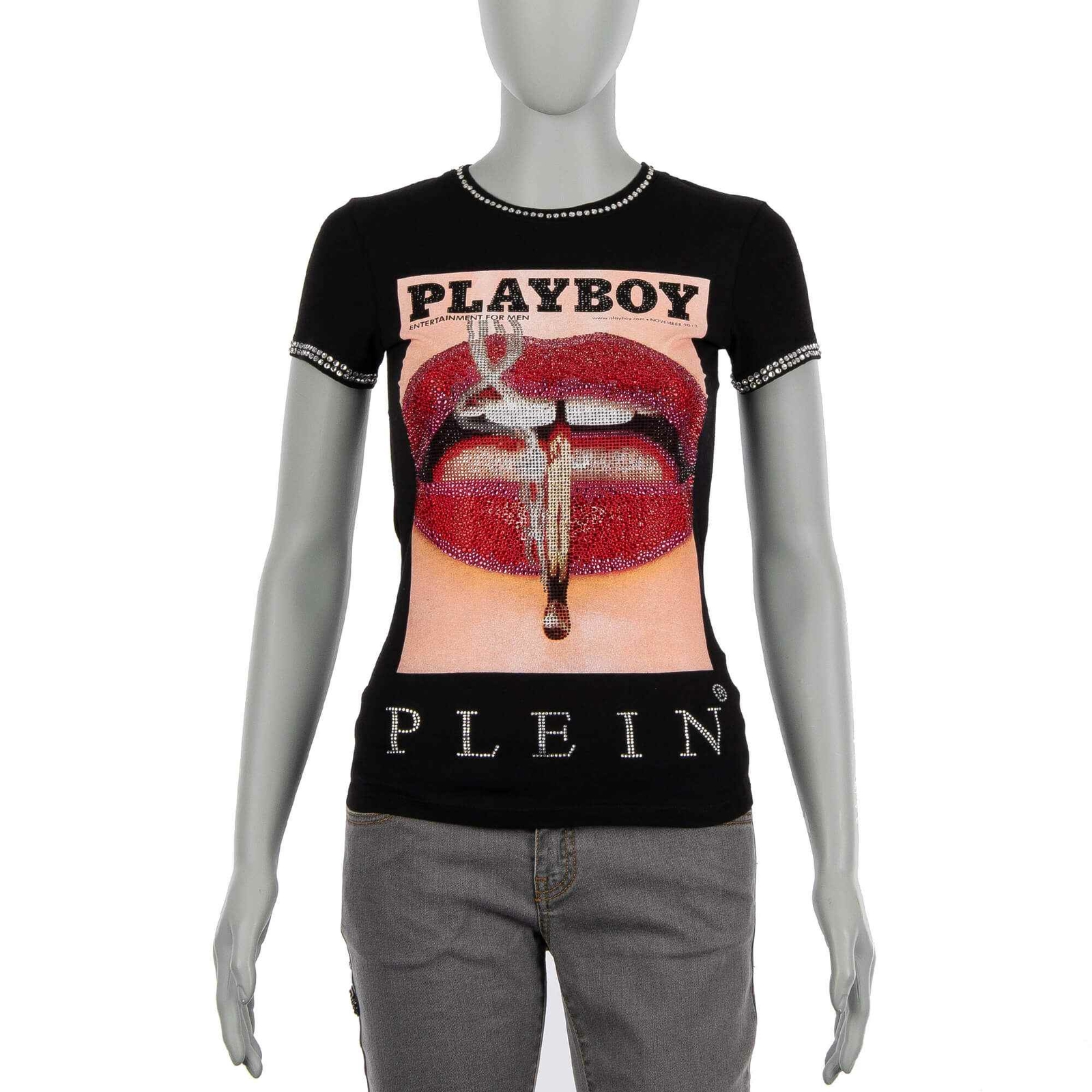 

Philipp Plein X Playboy Rhinestone Logo Lips Cover Черный Красный SM 08486