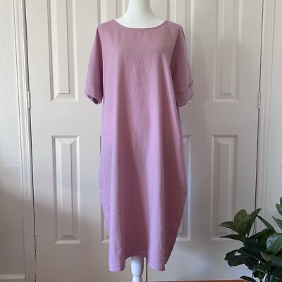 ZENANA OUTFITTERS Rose/Pink Linen Blend Dress With Pockets Size L NWOT ~ C12122