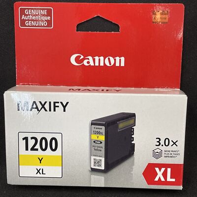 Genuine Canon 9198B001AA 9198B001 PGI-1200 XL Ink Jet Cartridge Yellow