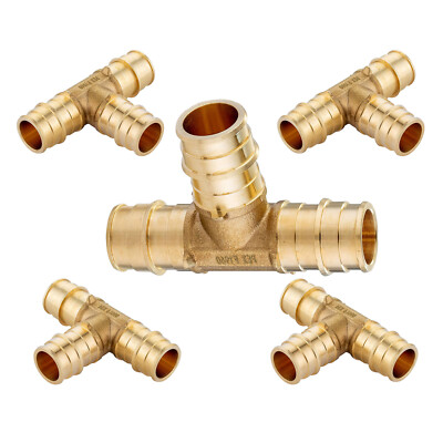 EFIELD 5 To 100 Packs Pex A Expansion Tee 3/4''x3/4''x3/4'' Brass Fittings No Lead