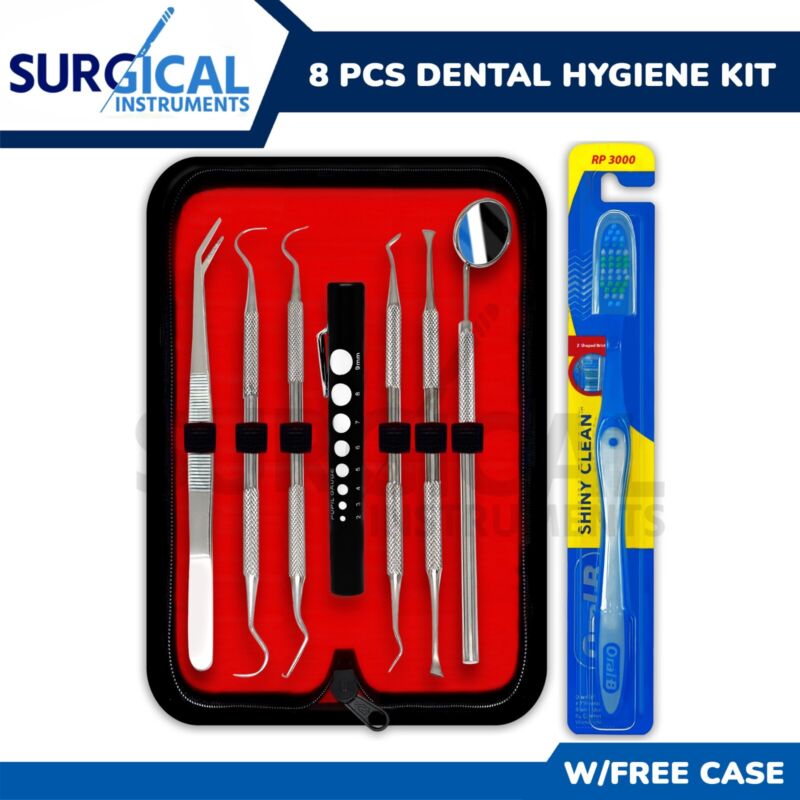 8 Tools Professional Dental Oral Hygiene Kit Deep Cleaning Scaler Teeth Care Set