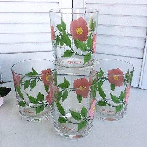 Franciscan Drinking Glasses Desert Rose On The Rocks 12 oz High Ball Set of 4