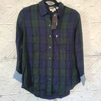 Levi's Plaid Women's Button Up Shirt Boyfriend Fit Size XS