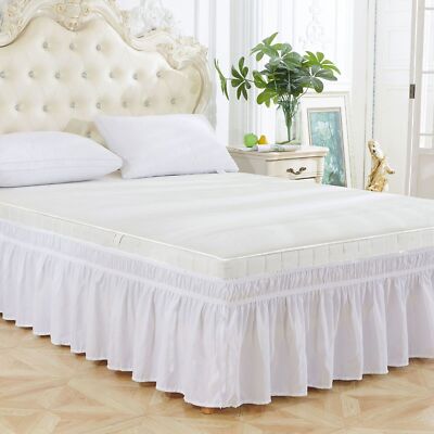 1PC Bed Skirt Solid Color Complete Dust Ruffle 15'' Drop All Size & 16 Colors