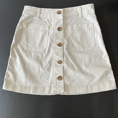 Marine Layer Women s Mini Skirt Shelby Sz 4 Off White Denim Front Buttons NWOT