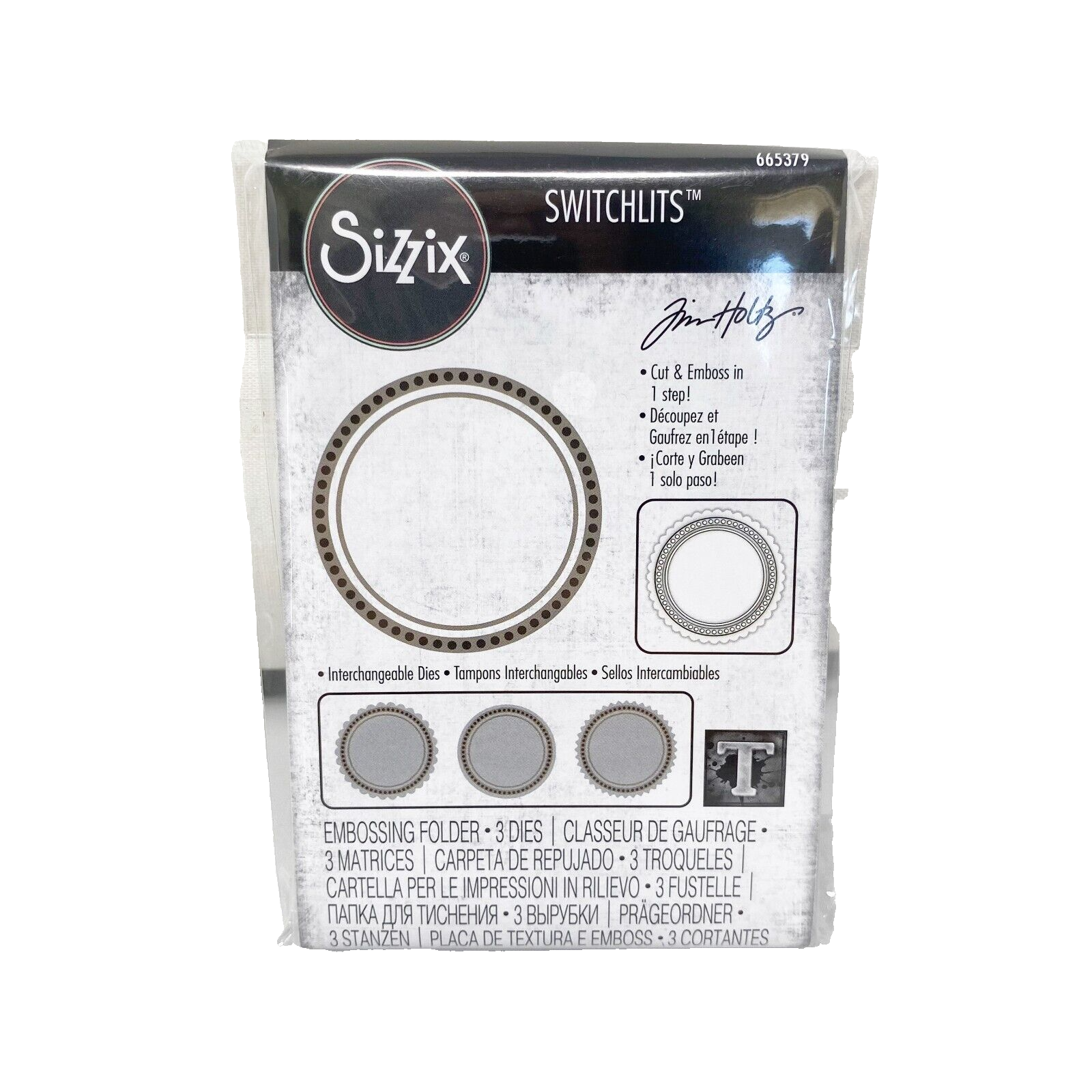 Sizzix Switchlits Tim Holtz SEAL Embossing Folder 665379 NEW