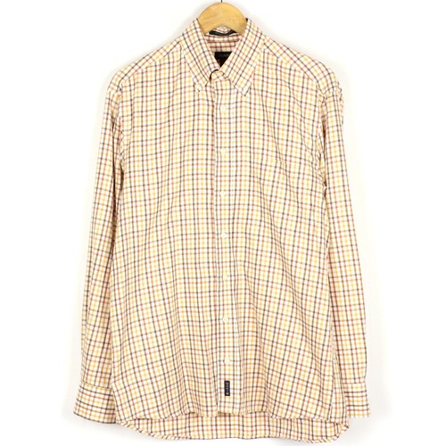 GANT Pinpoint Twill Herren Hemd Größe M Dress Fit Braun Kariert Tasche
