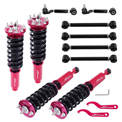 ADJ. DAMPER COILOVER SHOCK SPRING & REAR CAMBER ARMS KIT FOR HONDA ACCORD 03-07