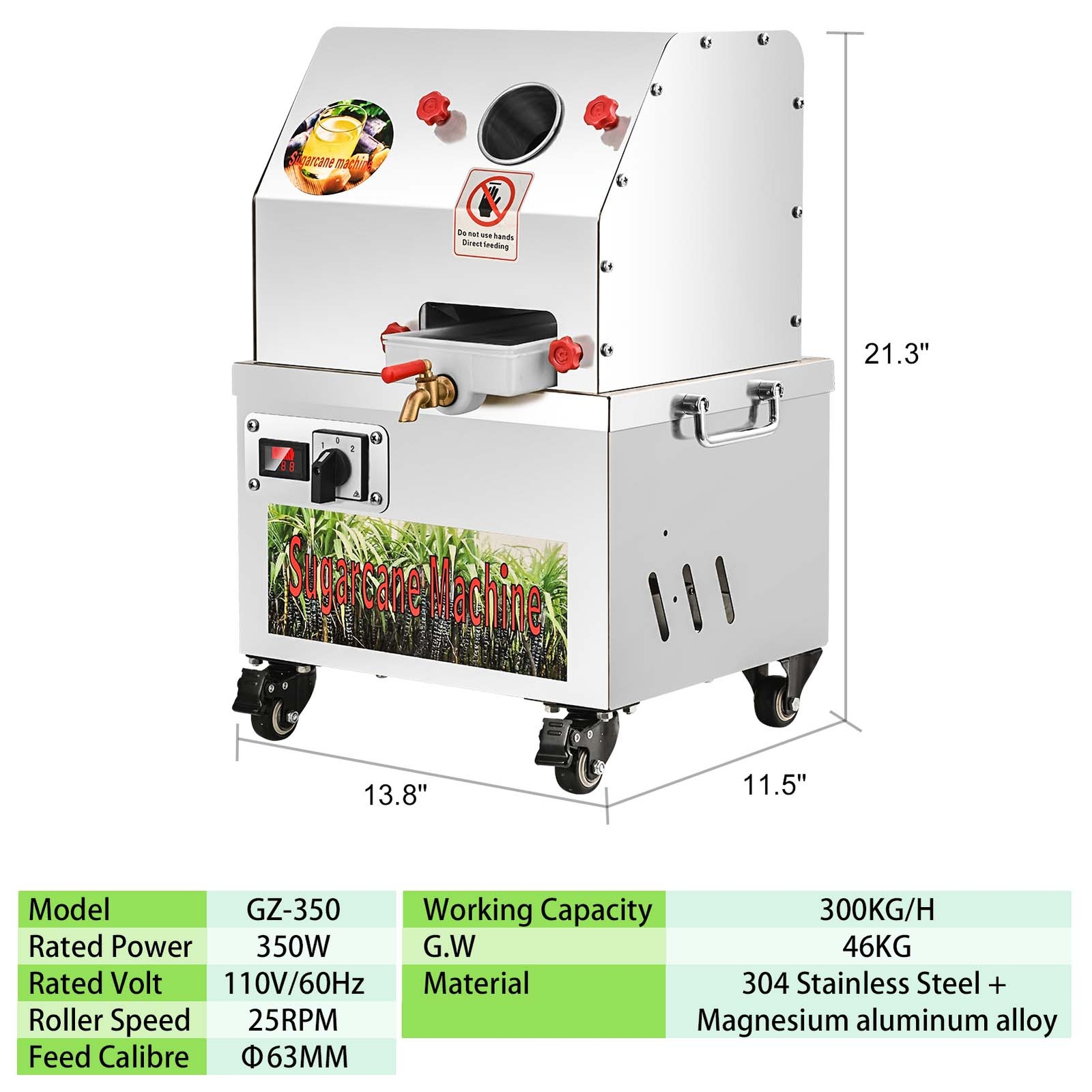 Commercial Sugar Cane Juicer Ginger Sweet Sorghum Juicing Machine Press Machine