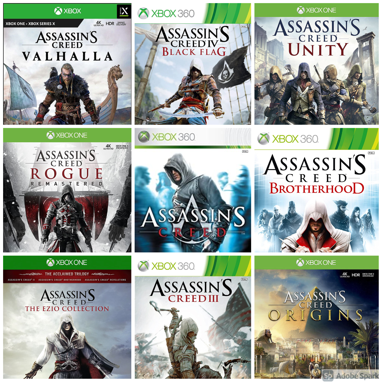 Assassin's Creed Collection Bundle Lot Of 5 Xbox 360 PS3 Xbox One See Pics  Good