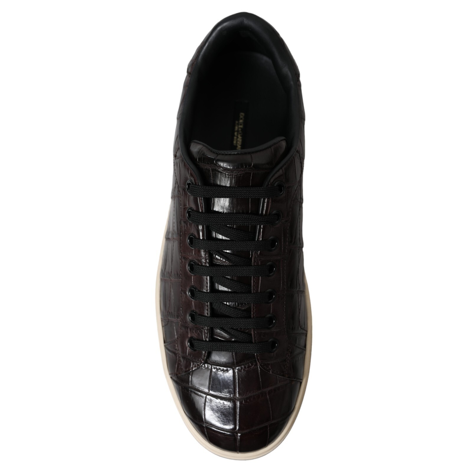 Pre-owned Dolce & Gabbana Shoes Sneakers Brown Croc Exotic Leather Mens Casual Eu39 / Us6