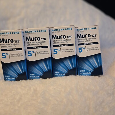 Lot Of 4  Bausch + Lomb Muro 128 5% Ophthalmic Solution, 1/2oz/15ml - EXP: 2026